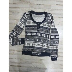 Tommy Hilfiger gray and white thermal long sleeve shirt size Small Snowflakes